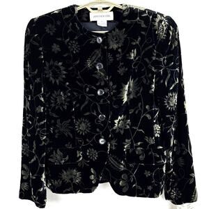 Jones New York NEW vintage deadstock Velvet black gold floral Jacket 10